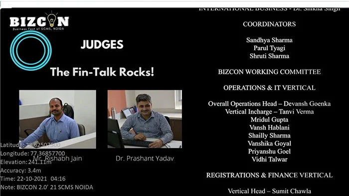 Judges Finanace talk Bizcon event at SCMS Noida