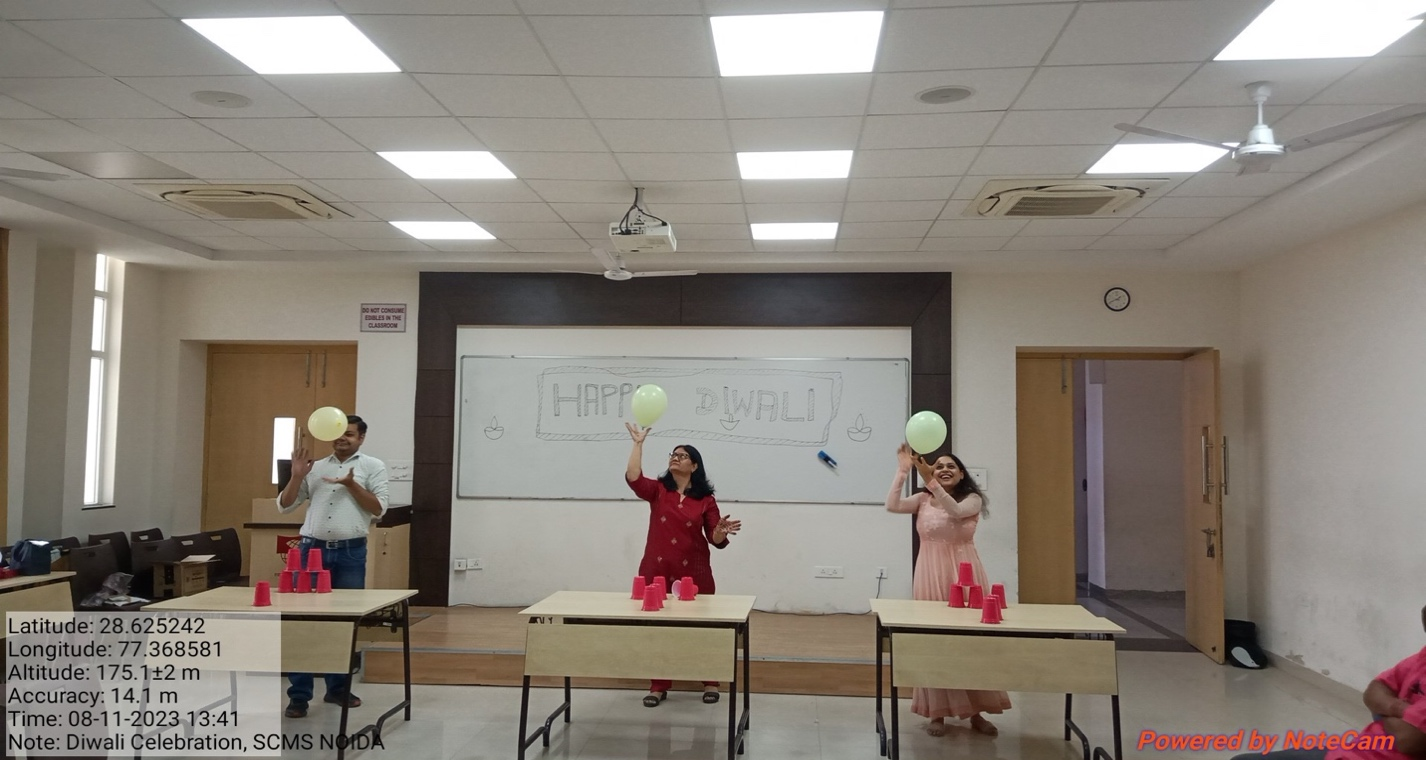 Diwali celebration photo at SCMS Noida