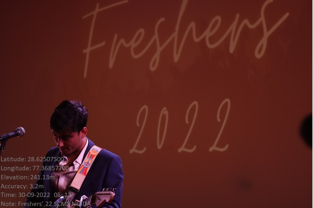 Fresher's 2022 party activity photo at SCMS Noida