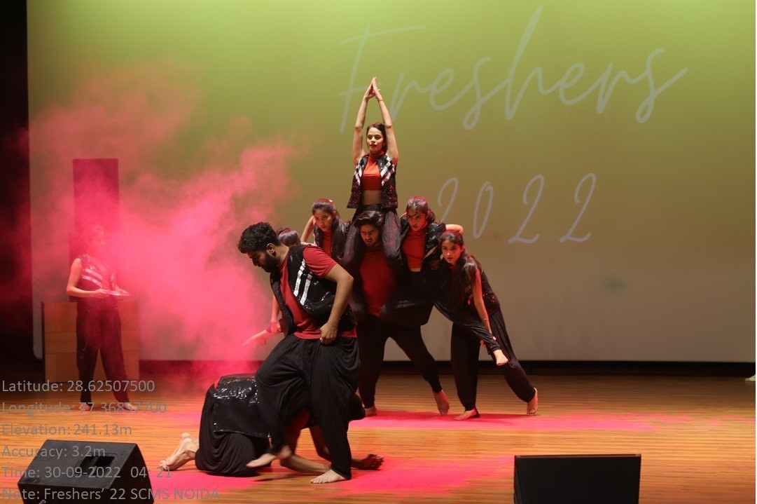 Fresher's 2022 party dance activity photo at SCMS Noida