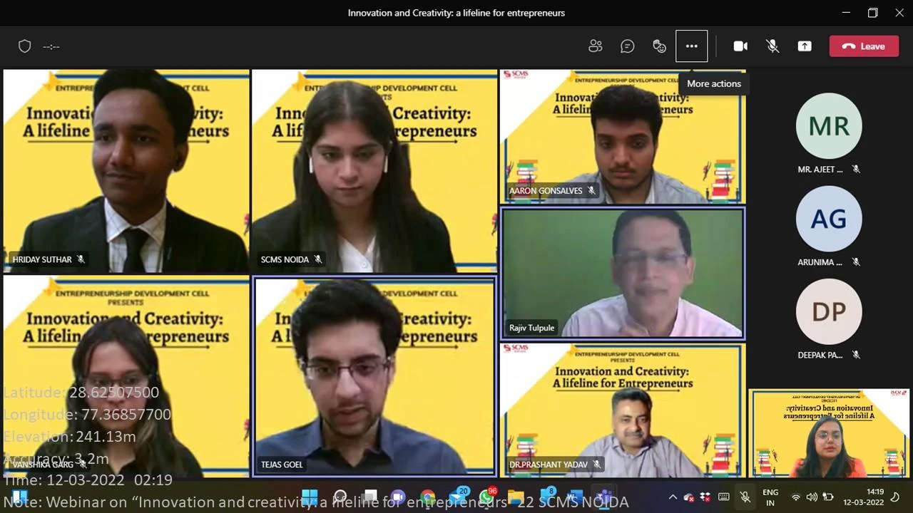 Webinar on investements and creativity at SCMS Noida